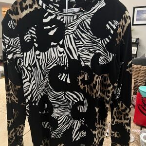 Chico's Black and White Animal Print Top sz 2. 12/14 large